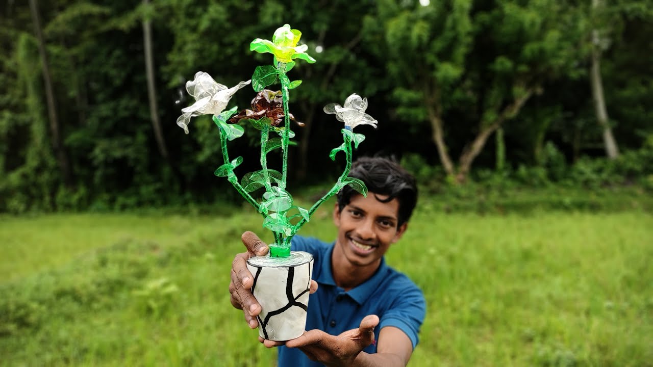 Glowing flowers with waste bottles  | Avatar world flowers 😜 | കത്തുന്ന പൂക്കൾ🔥🔥🔥