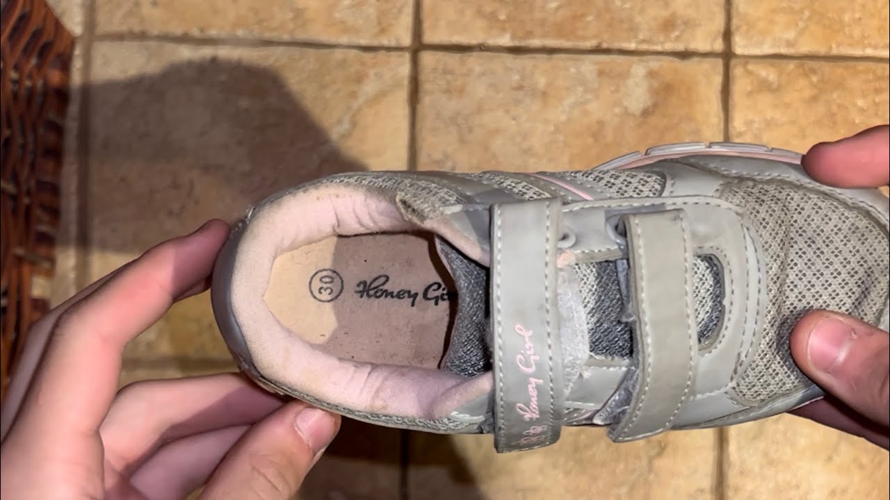 Trashing girl’s sneaker! Cutting and tearing)