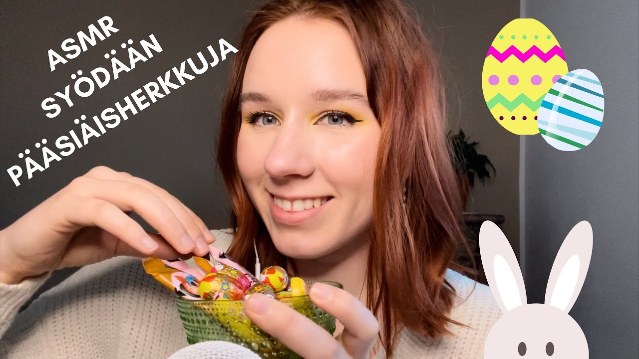 ASMR SUOMI 🐥 Syödään pääsiäissuklaata! ASMR Eating Easter goodies (mouth sounds, crinkling sounds)