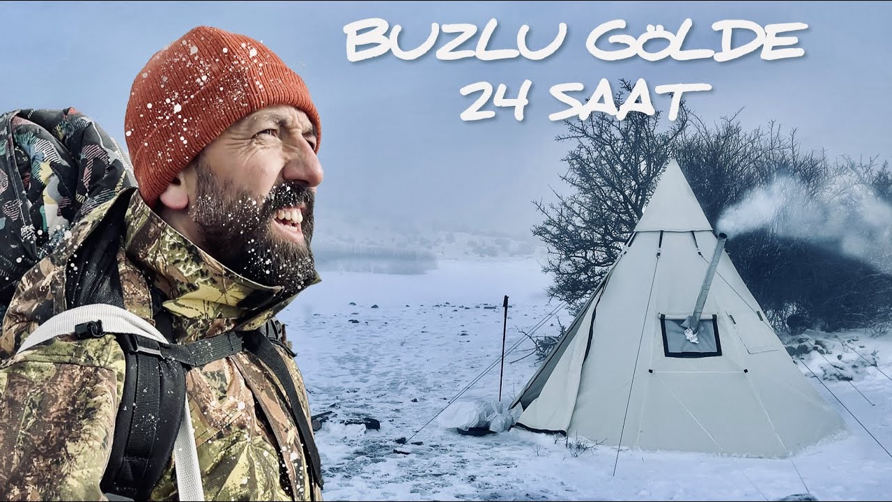 ❄️DONMUŞ GÖLDE SICAK ÇADIR KAMPI | ODUN SOBASINDA 🔥SOMON BUĞULAMA