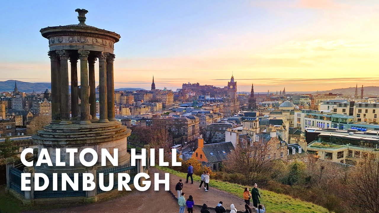 Stunning EDINBURGH SUNSET from Calton Hill | Edinburgh walking tour | Edimburgo | 4K