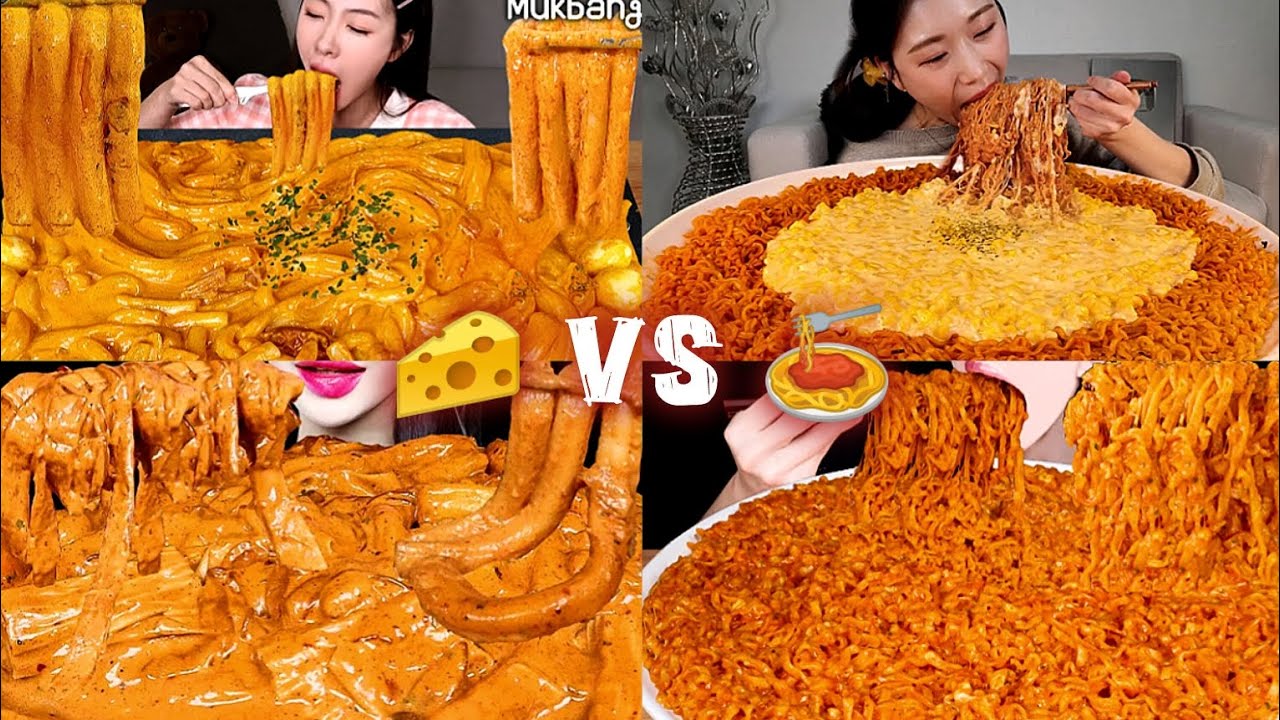 Creamy Cheesy Tteokbokki VS Cheesy Ramen ASMR || Best Korean Compilation for Food Lover :)