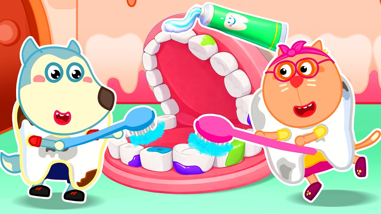 Brush Your Teeth Song! 🦷 Happy Teeth, Happy Kids | Wolfy Baby Rhymes