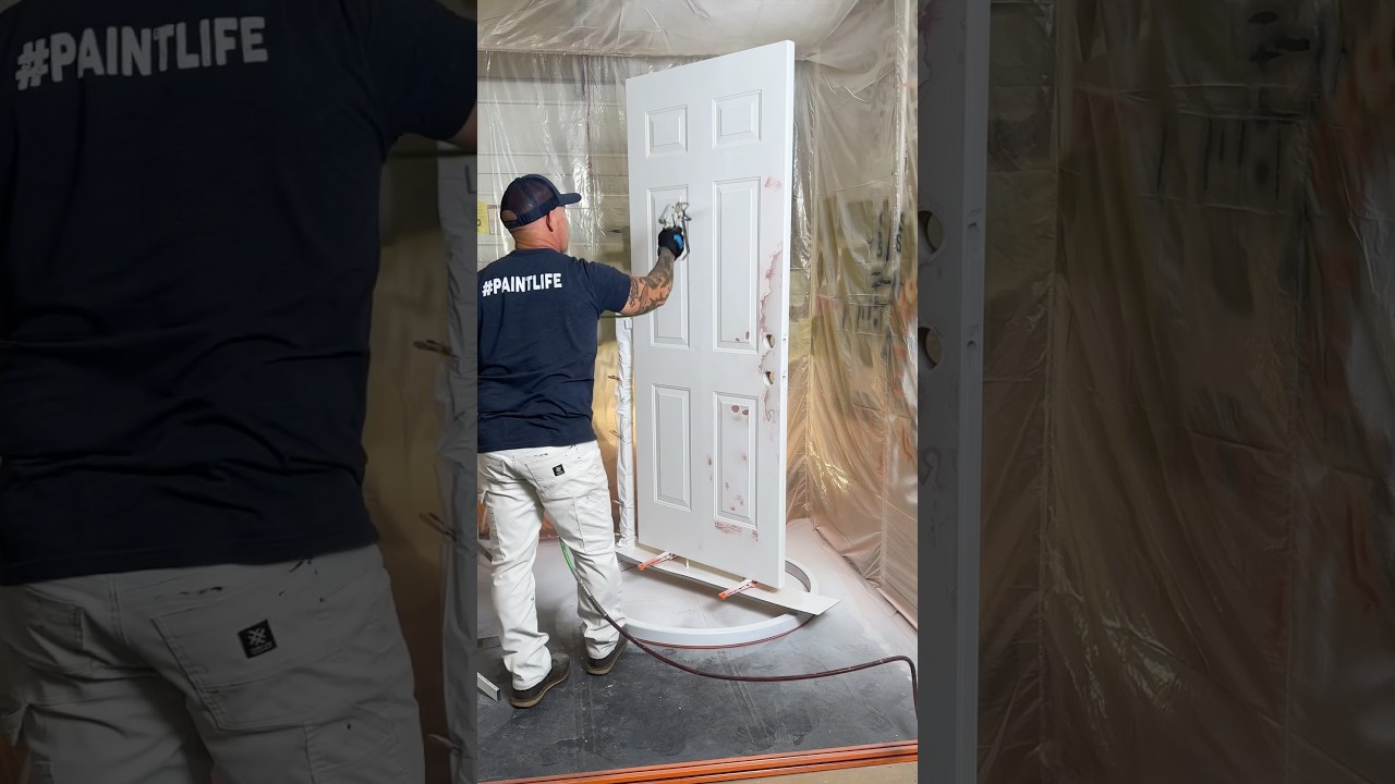 My door spraying setup from PaintLine. #painter #innovation #toolsofthetrade #paintline