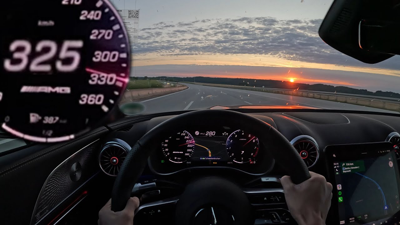 AMG SL63 325KPH/202MPH TOP SPEED Drive: Munich to Nuremberg | German Autobahn | 4K ASMR POV Drive