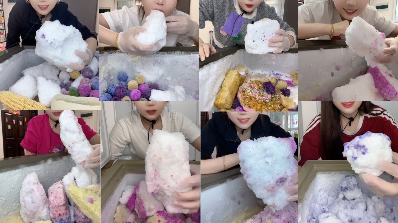 ONLY BITES🔷YY'S SOLO WHITE🤍SOFT SQUEAKY FREEZER❄️FROST ICE CHUNKS🥶EATING COMPILATION🧊
