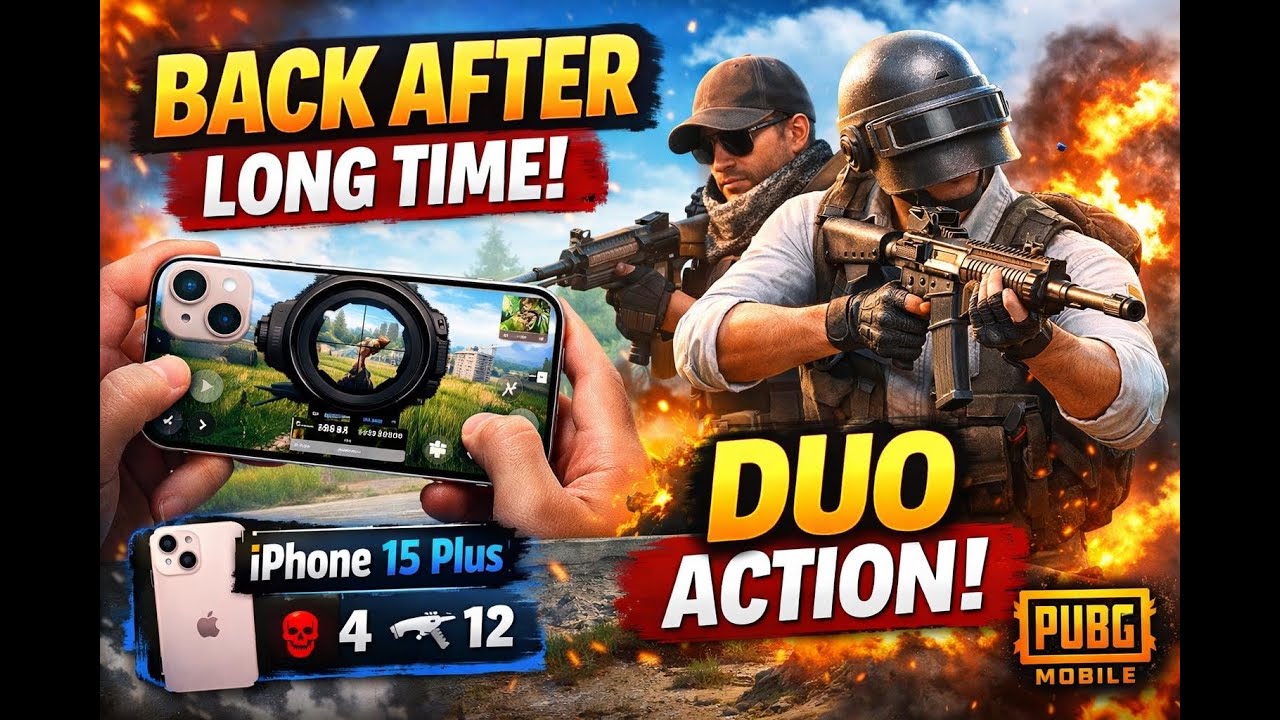 🔥 PUBG Mobile Duo Gameplay | iPhone 15 Plus | Comeback After Long Time