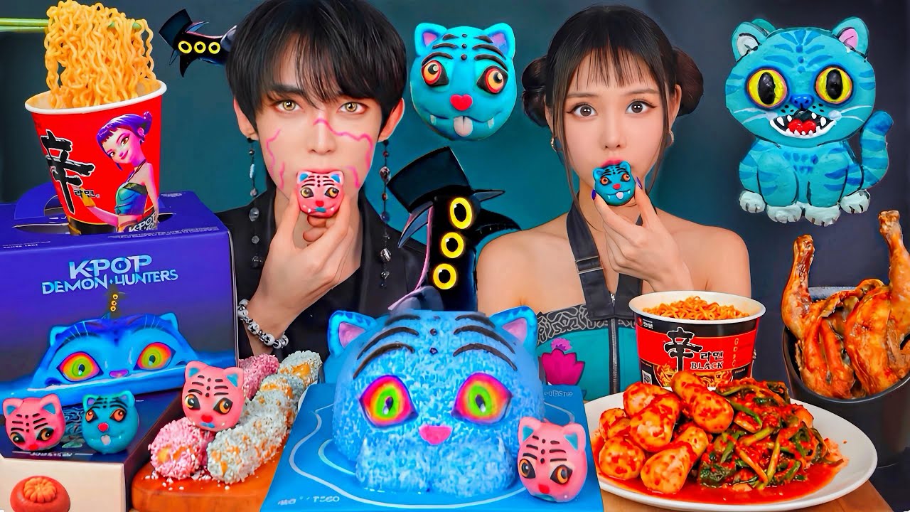 ASMR KPop Demon Hunters 케데헌 더피 디저트 김치 김밥 불닭 아이스크림 젤리 먹방 DESSERTS JELLY CANDY MUKBANG EATING SOUNDS