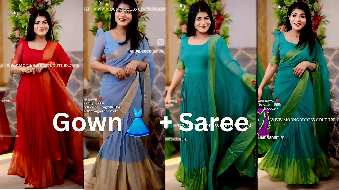 💡VIRAL GOWN plus SAREE cutting and stiching/Ready to wear gown saree/saree se gown kaise banaye