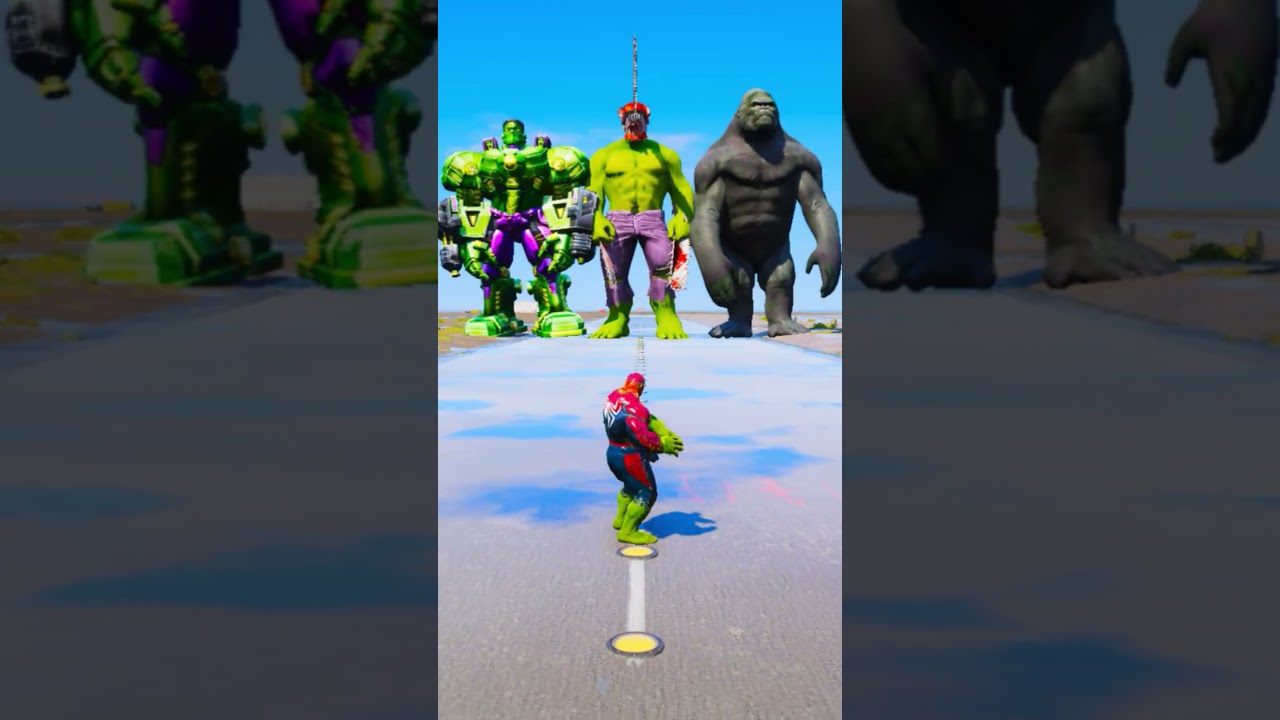 CHAINSAW HULK & ROBOT HULK GIANT VS RANDOM SUPERHEROES