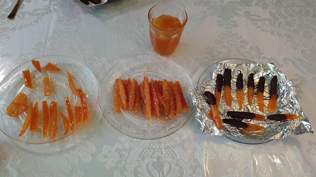 קליפות תפוזים מסוכרות ושוקולד peaux d'oranges confites