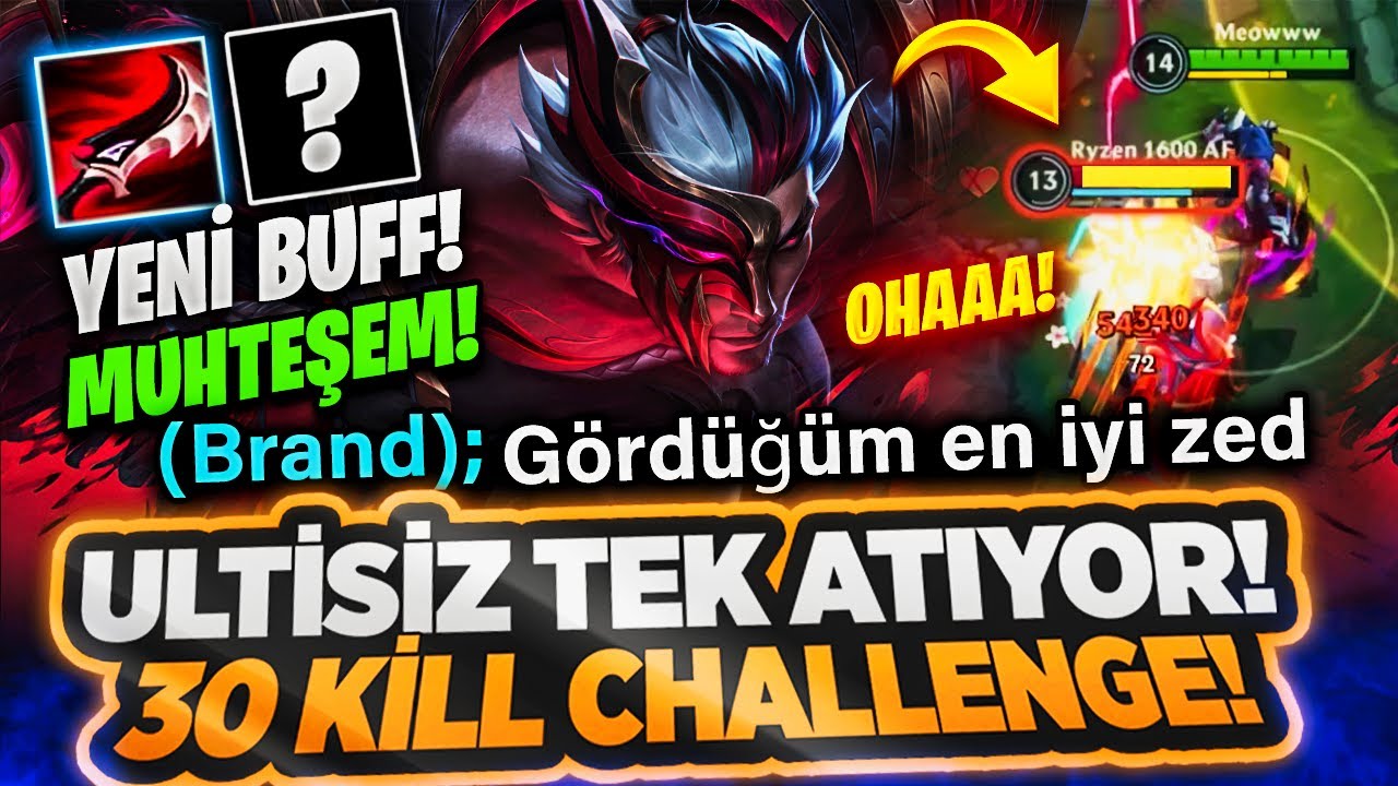 ZED YENİ DRAKTHARLA ULTİSİZ TEK ATIYOR! 30 KİLL CHALLENGE! ZED YENİ META! @shimawr