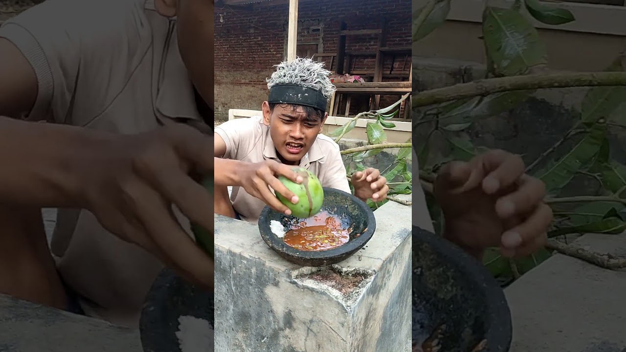 jatuh dari pohon langsung ngerujak buah mangga