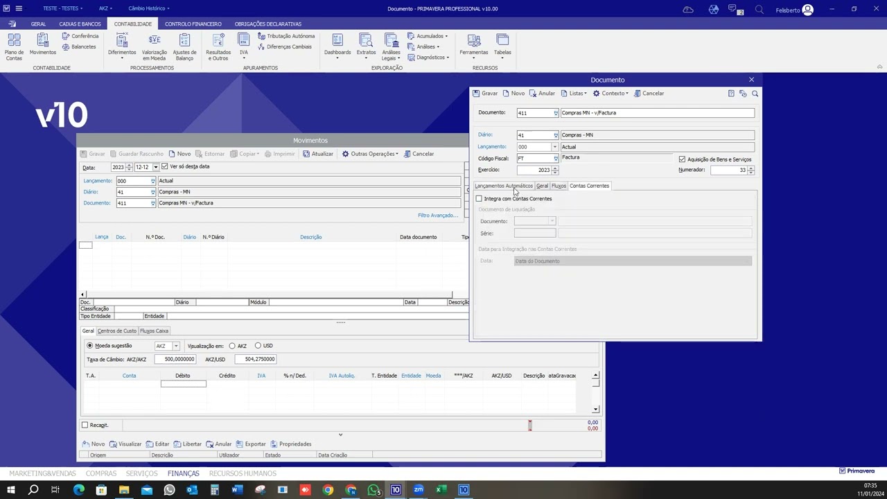 Vem aprender no PRIMAVERA V10   A PARAMETRIZAR DOCUMENTOS