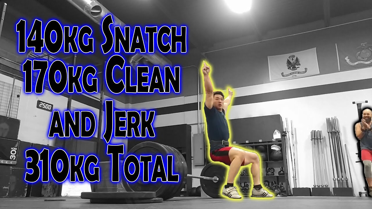 310lb/140kg Snatch, 375lb/170kg Clean and Jerk, 310kg Total at 80.9kg BW