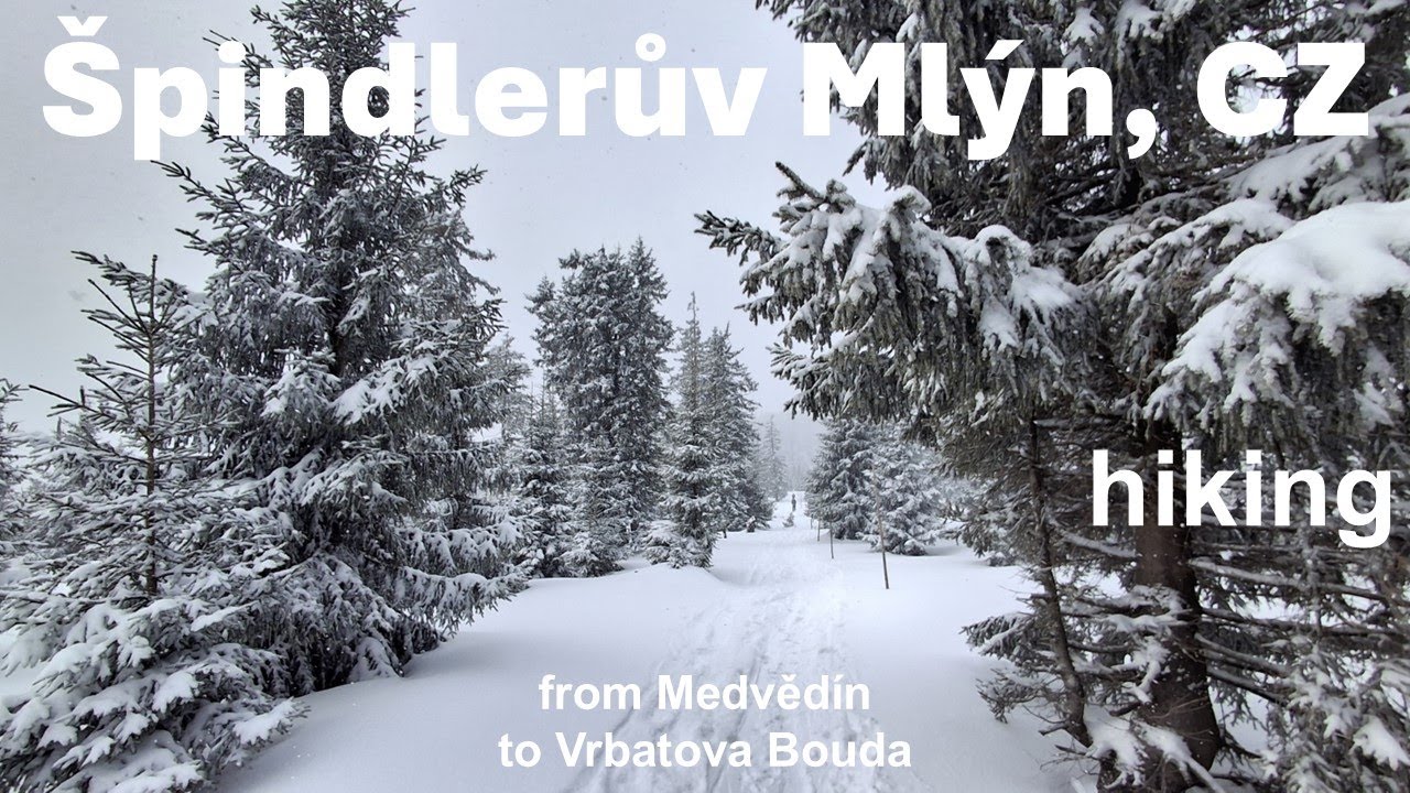 Špindlerův Mlýn - Spindlermühle / 4k walking tour / from Medvědín to Vrbatova Bouda / Hiking in snow