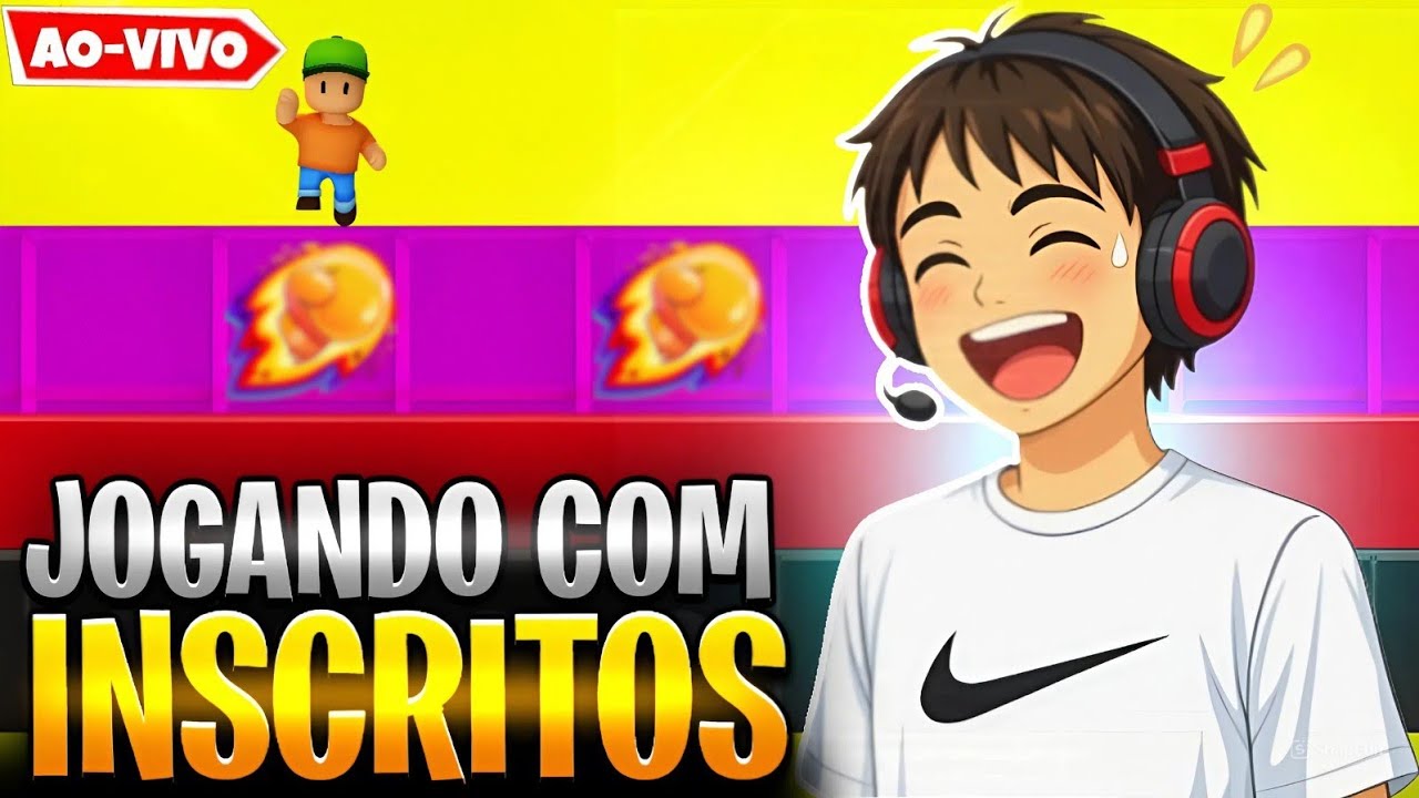 🔴 LIVE ON - STUMBLE GUYS COM OS INSCRITOS 🔥 PEGANDO ONDAS + 3V3 RAIZ! 🥵 BRUNÃO TA ON