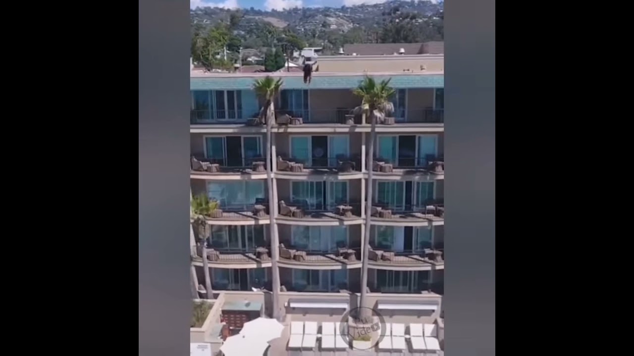 jump from 5TH floor into swimming pool