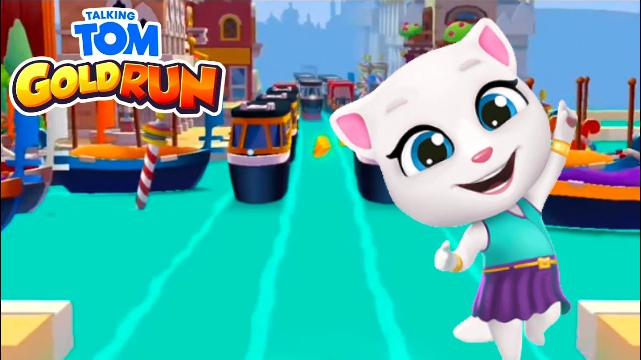 Talking Tom Gold Run - NEON ANGELA IN CANALS SIDE WORLD