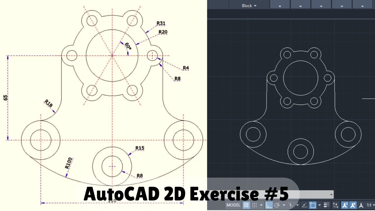 AutoCAD 2025  2D Modeling – Practice Exercise #5
