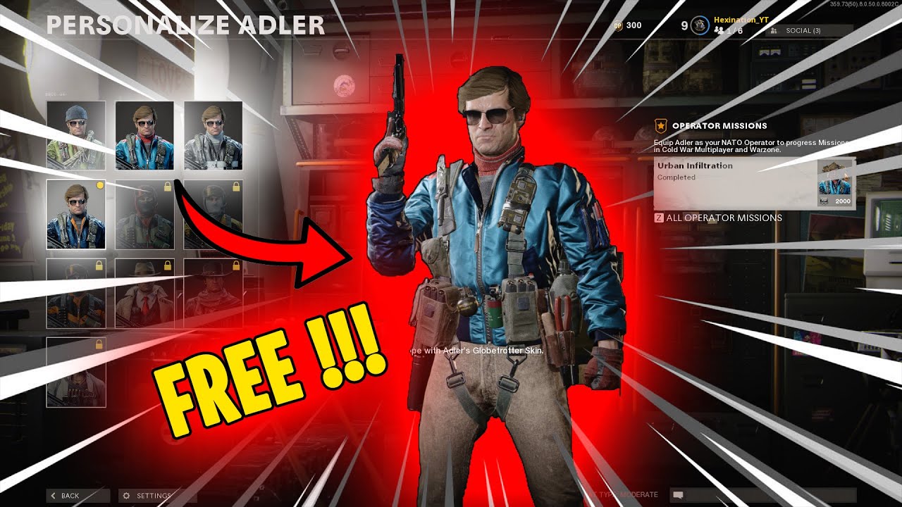 HOW TO UNLOCK RUSSEL ADLER CUSTOMISATION SKINS SEASON 1 IN COD COLD WAR FOR FREE !!!!