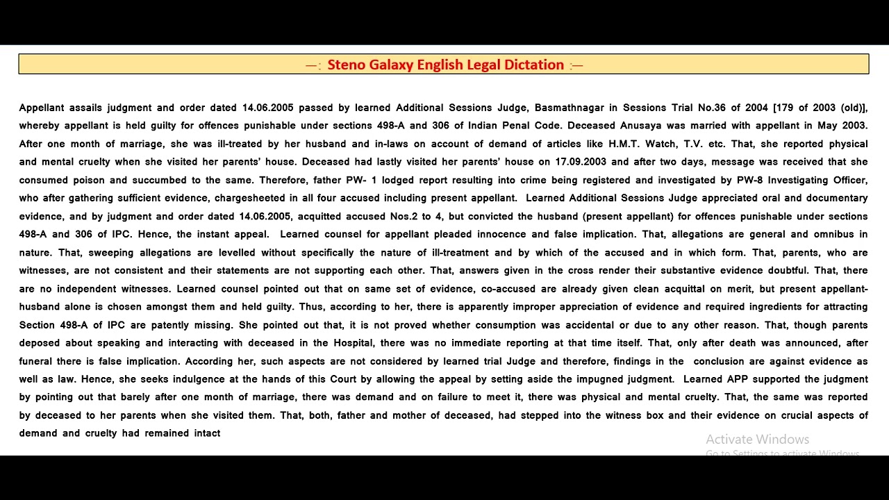 English Legal 100 WPM Dictation || #highcourtdictation  @StenoGalaxy ​