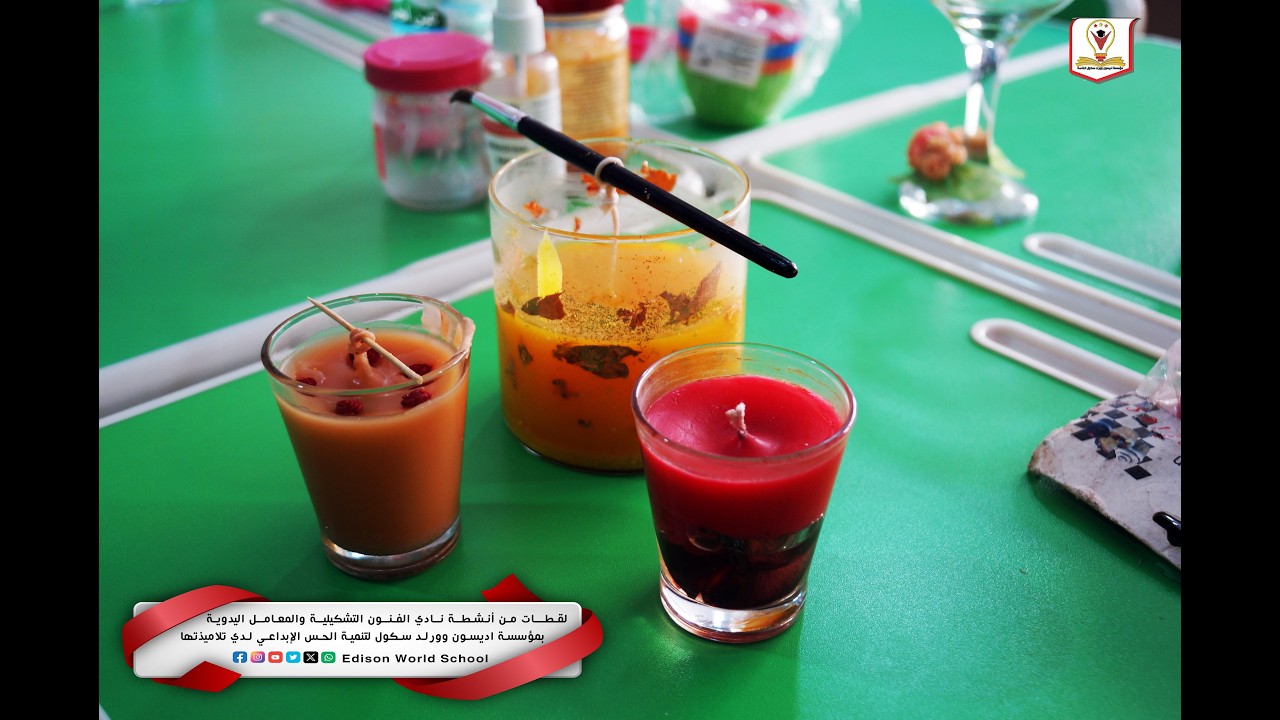 لقطات من أنشطة نادي الفنون التشكيلية والمعامل اليدوية  لتنمية الحس الإبداعي لدي تلاميذتها 🥰