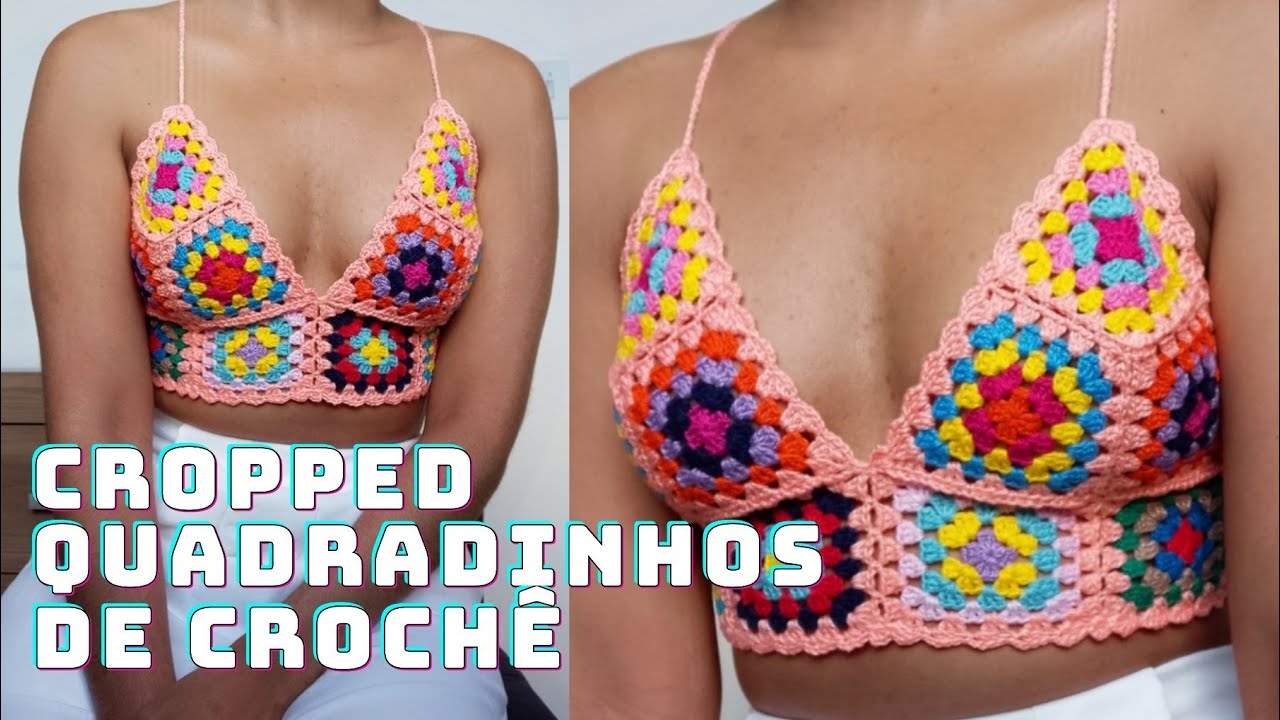 Cropped quadradinho de Crochê/ Cropped Granny Square