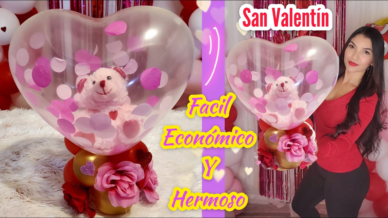 COMO ENGLOBAR UN PELUCHE/ ARREGLO CON GLOBOS PARA SAN VALENTIN/ ECONOMICO Y FACIL