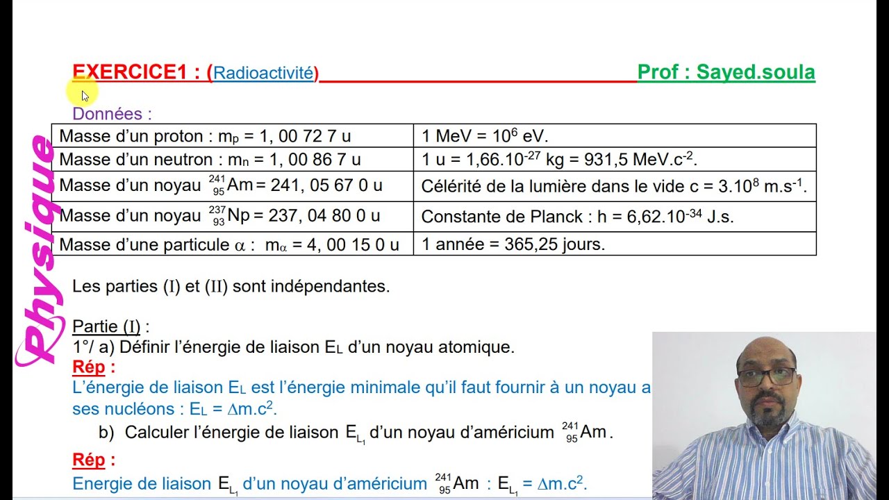 Radioactivité (correction exercice)