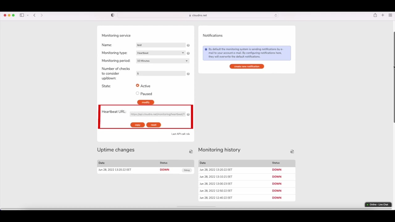 Heartbeat Monitoring by ClouDNS