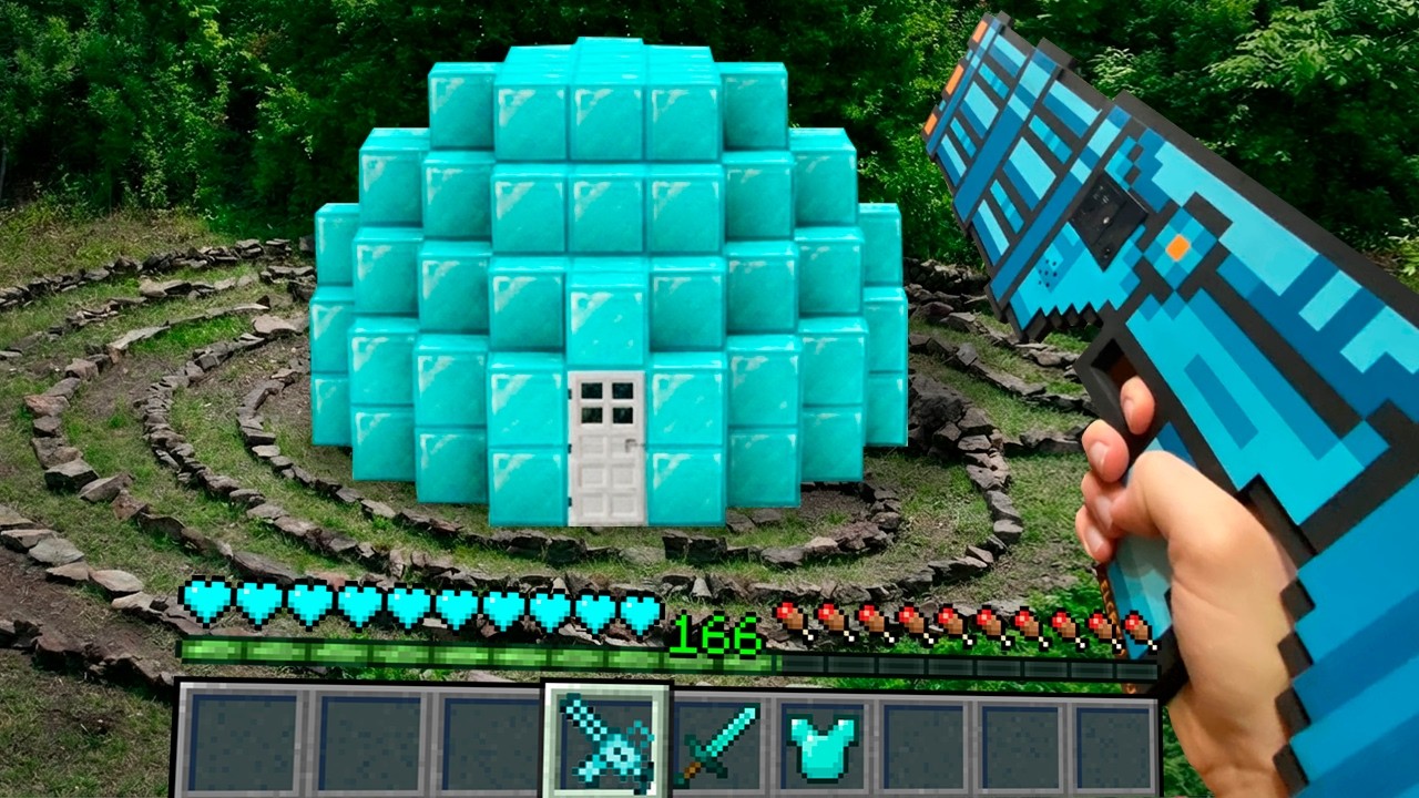 Minecraft in Real Life POV MOVIE -  ROUND DIAMOND BASE Realistic Minecraft 創世神第一人稱真人版
