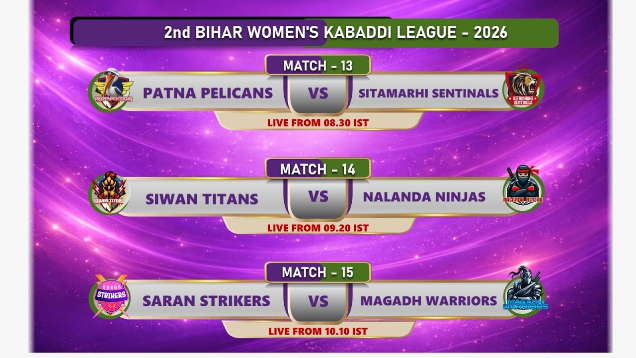 🔴 LIVE | Day 3 Matches 13, 14 & 15 | 2nd Bihar Women’s Kabaddi League 2026 | BSSA