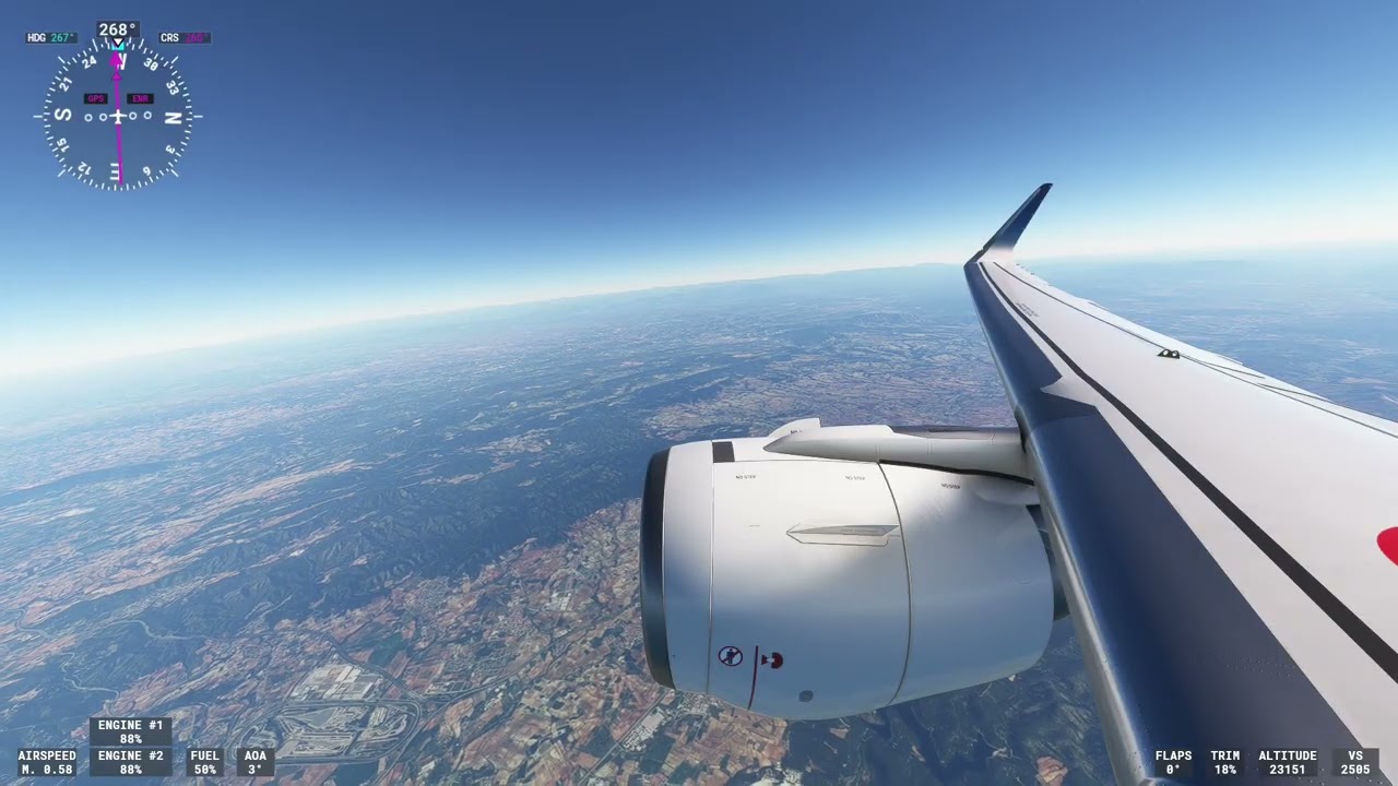FS2020 WING VIEW GJ 9416 A320neo Barcelona nach Madrid