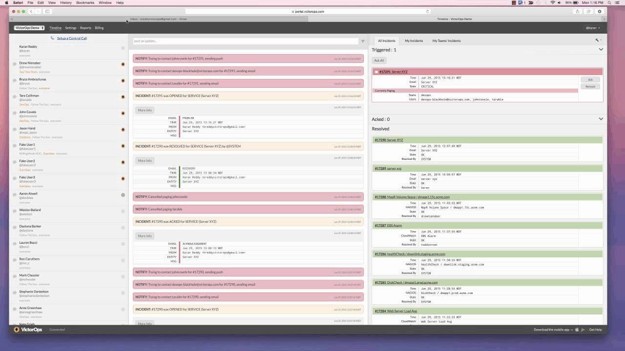 Victorops - Email Integration with Timeline