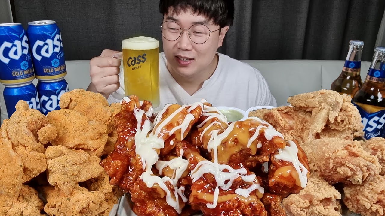 신제품 치킨이랑 병맥주 3병묵고 캔맥주 3캔... 취할뻔했습니다@@ chicken & beer mukbang