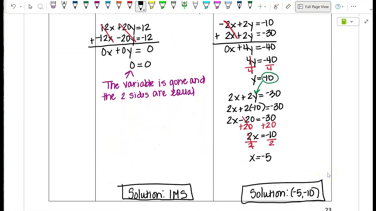 M1 Notes:  Elimination Using Multiplication part 2 (2025-2026)