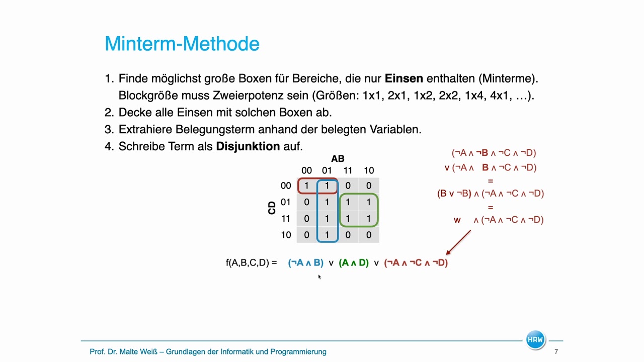 Vereinfachung von logischen Formeln