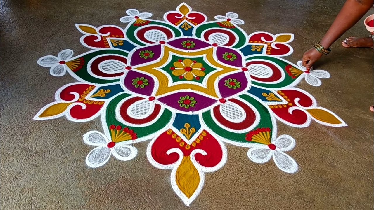 5×3 simple rangoli design azhagiya kolam ♥️♥️