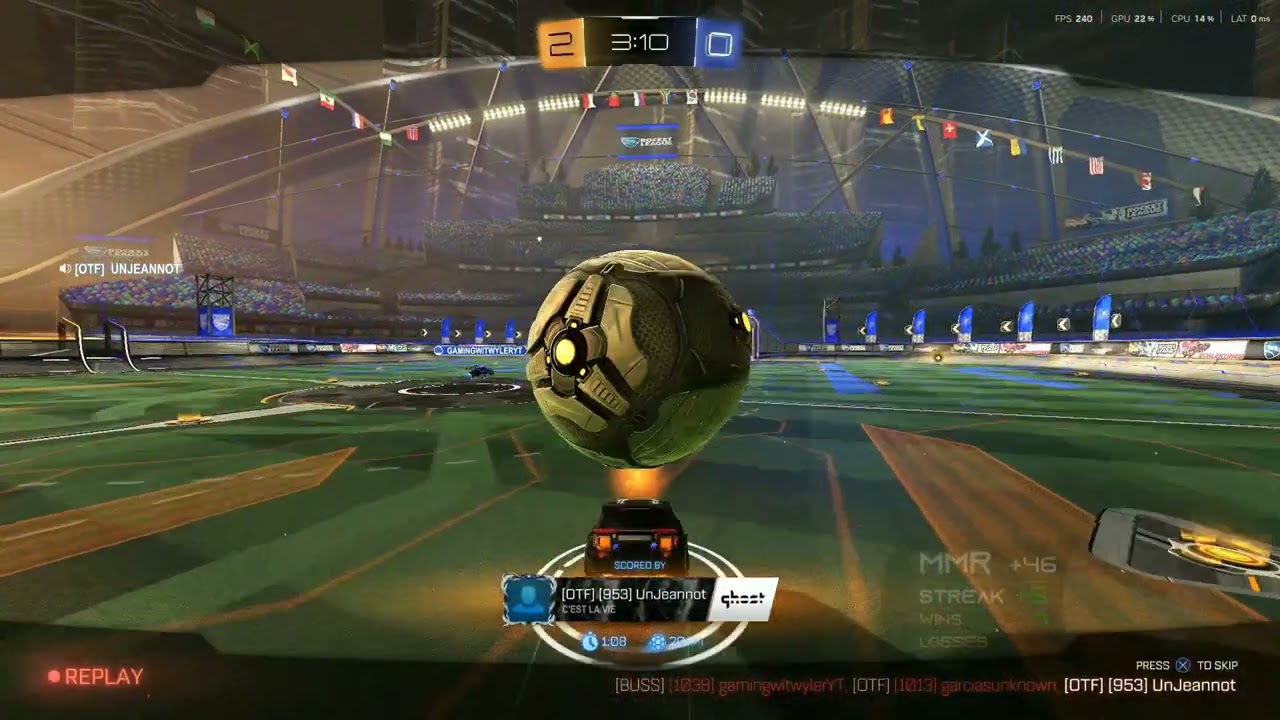 Rocket League 2v2 competitive mode gameplay...