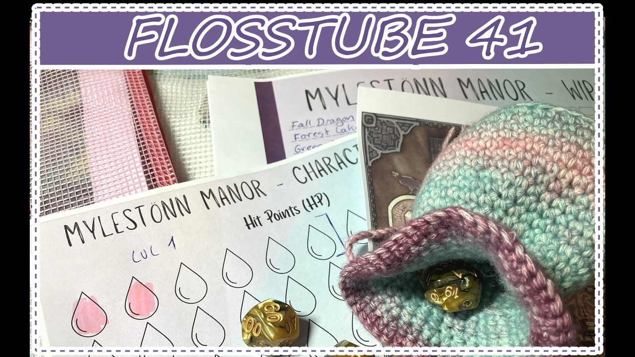 Flosstube 41 - Trying Myelst&ouml;nn Manor, stitchy games and two weeks of progress.