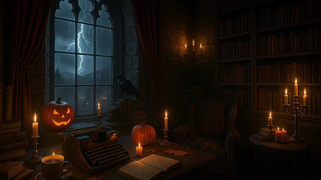 Gothic Tower Study Ambience | Dark Academia | Halloween Ambience | Autumn | Instrumental Ambience