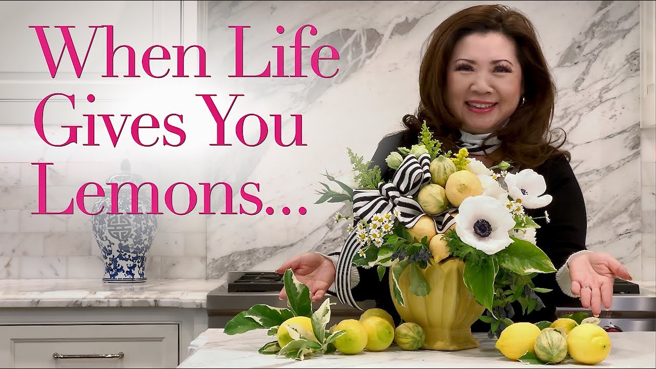 Learn to combine lemons with flowers in a whimsical arrangement 