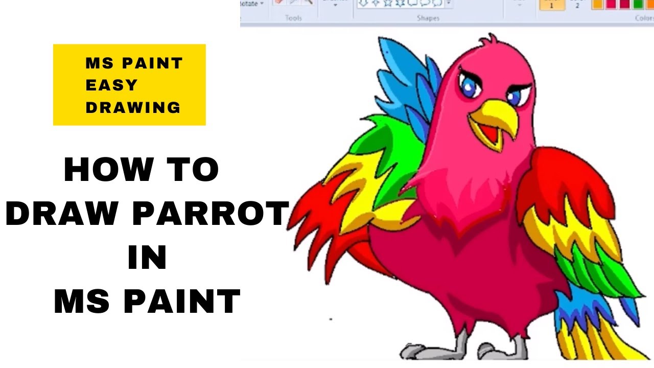 How to Draw The Parrot in MS Paint - Microsoft Paint Tutorial