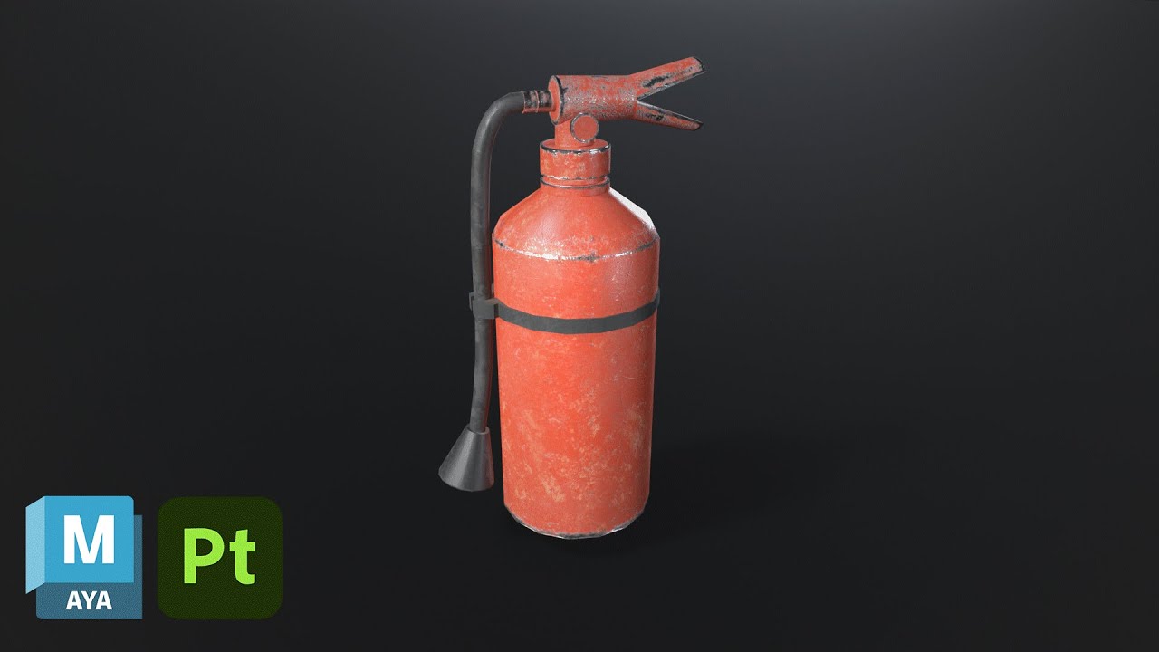 Fire Extinguisher - Autodesk Maya 2024, Substance 3D Painter / Timelapse