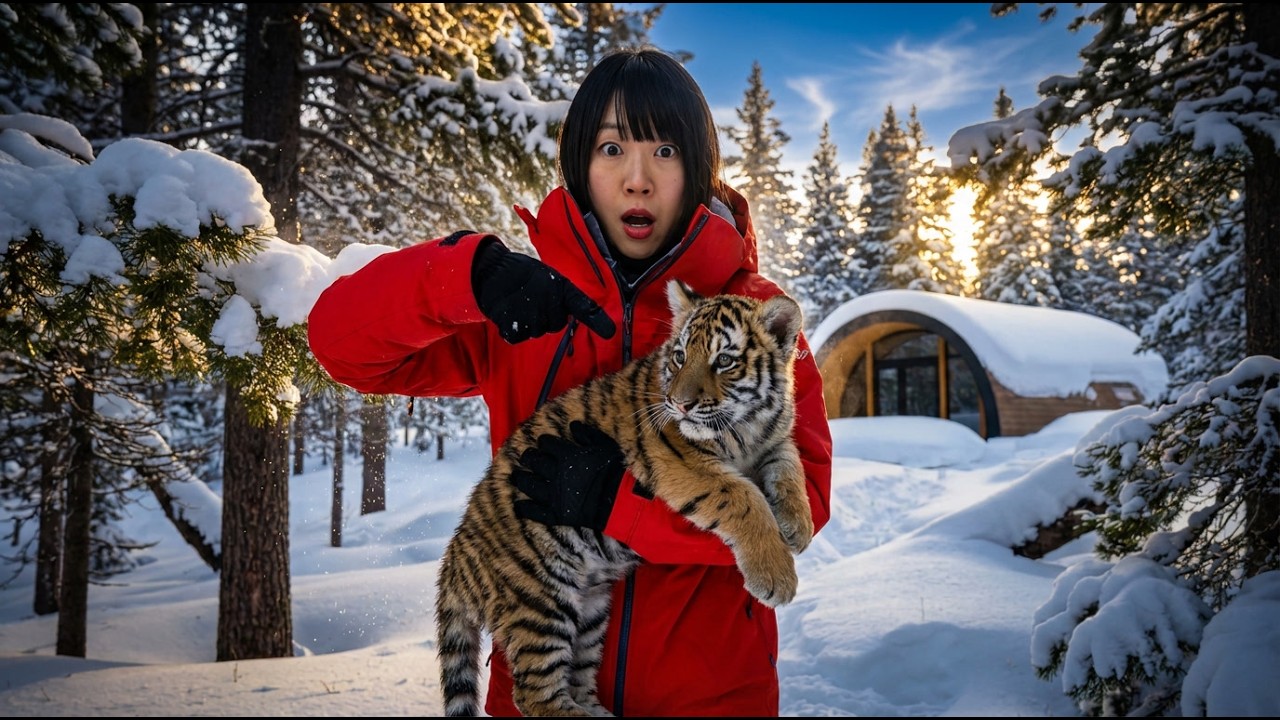 Extreme Winter Camping Alone | The Day I Rescued a Baby Tiger