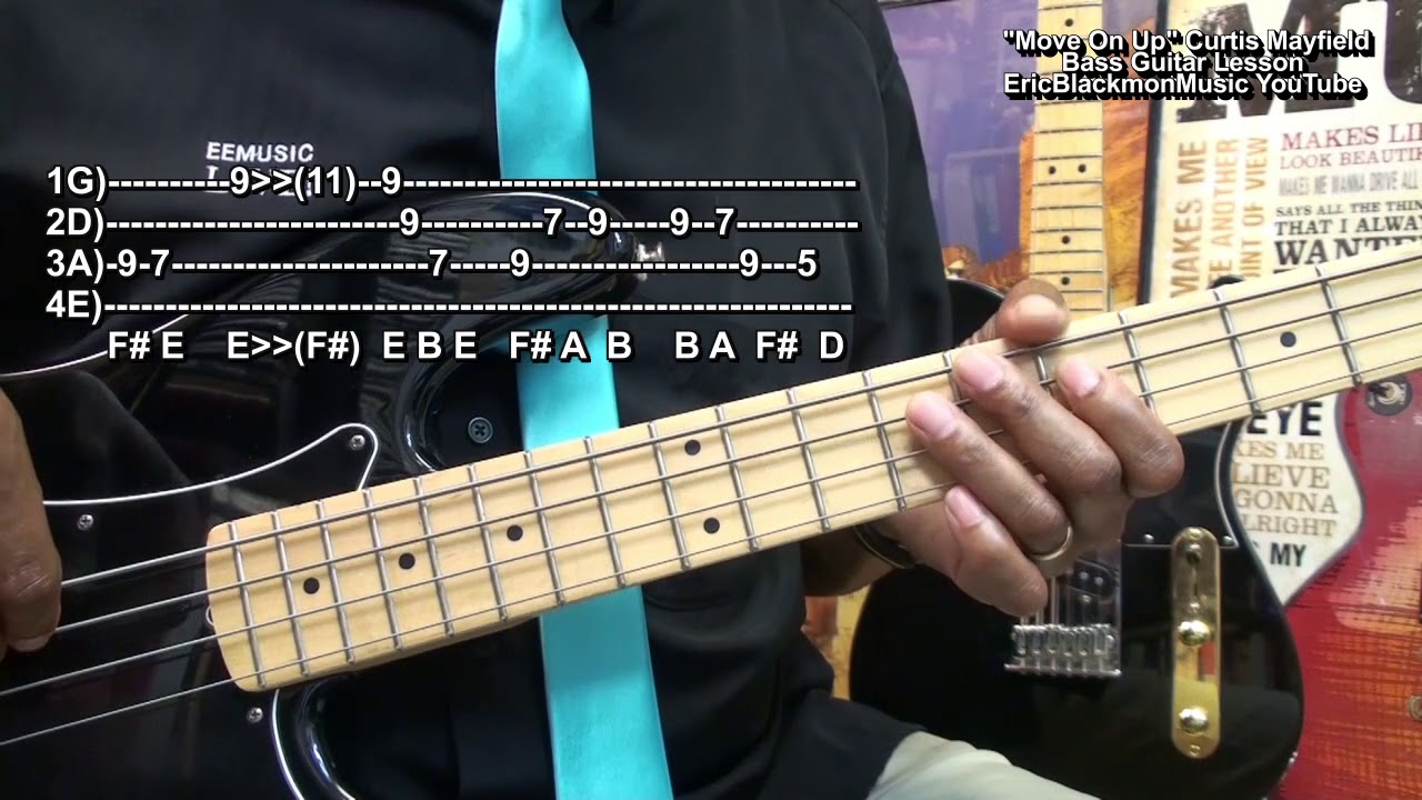 MOVE ON UP Curtis Mayfield Bass Guitar Lesson Tutorial  @EricBlackmonGuitar LESSON