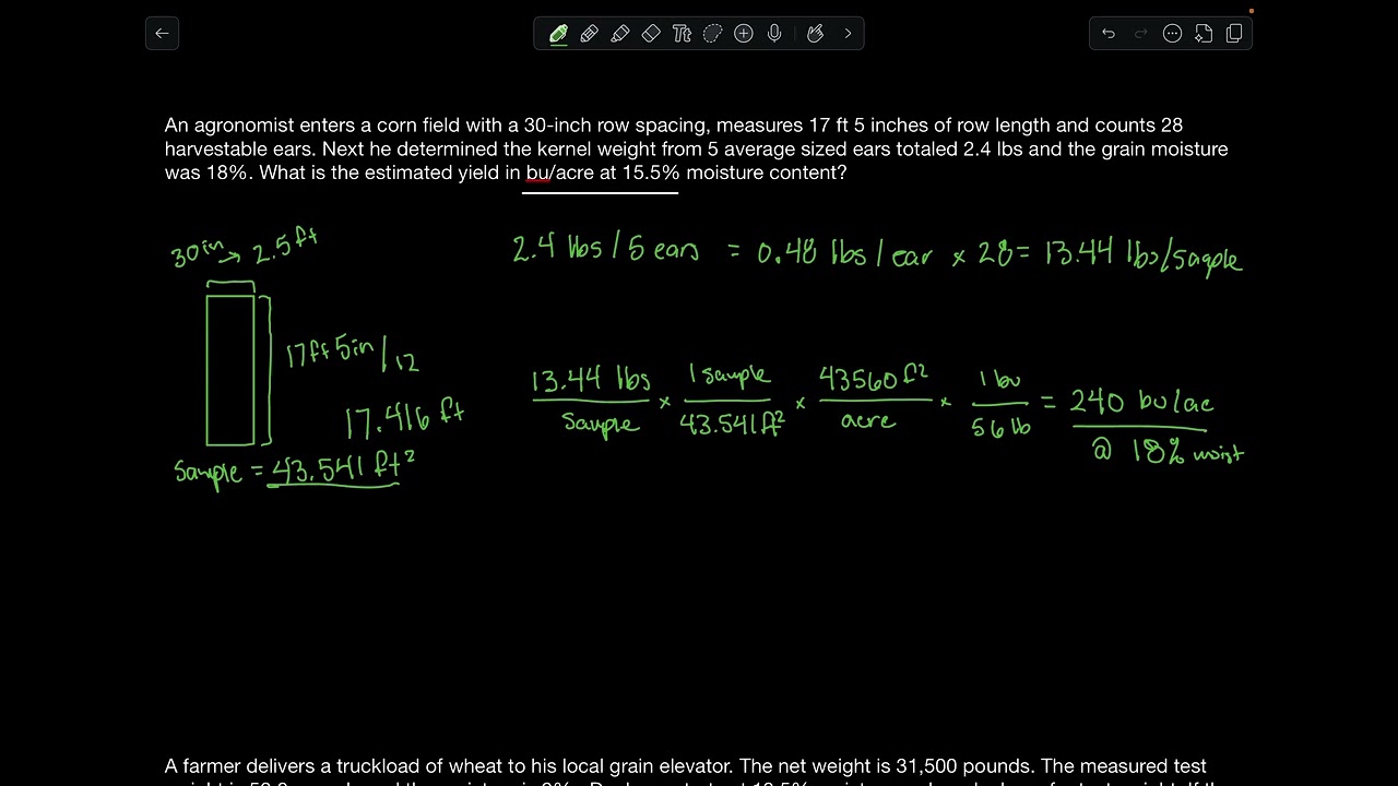 Yield Estimates and Grain Sales Calculations