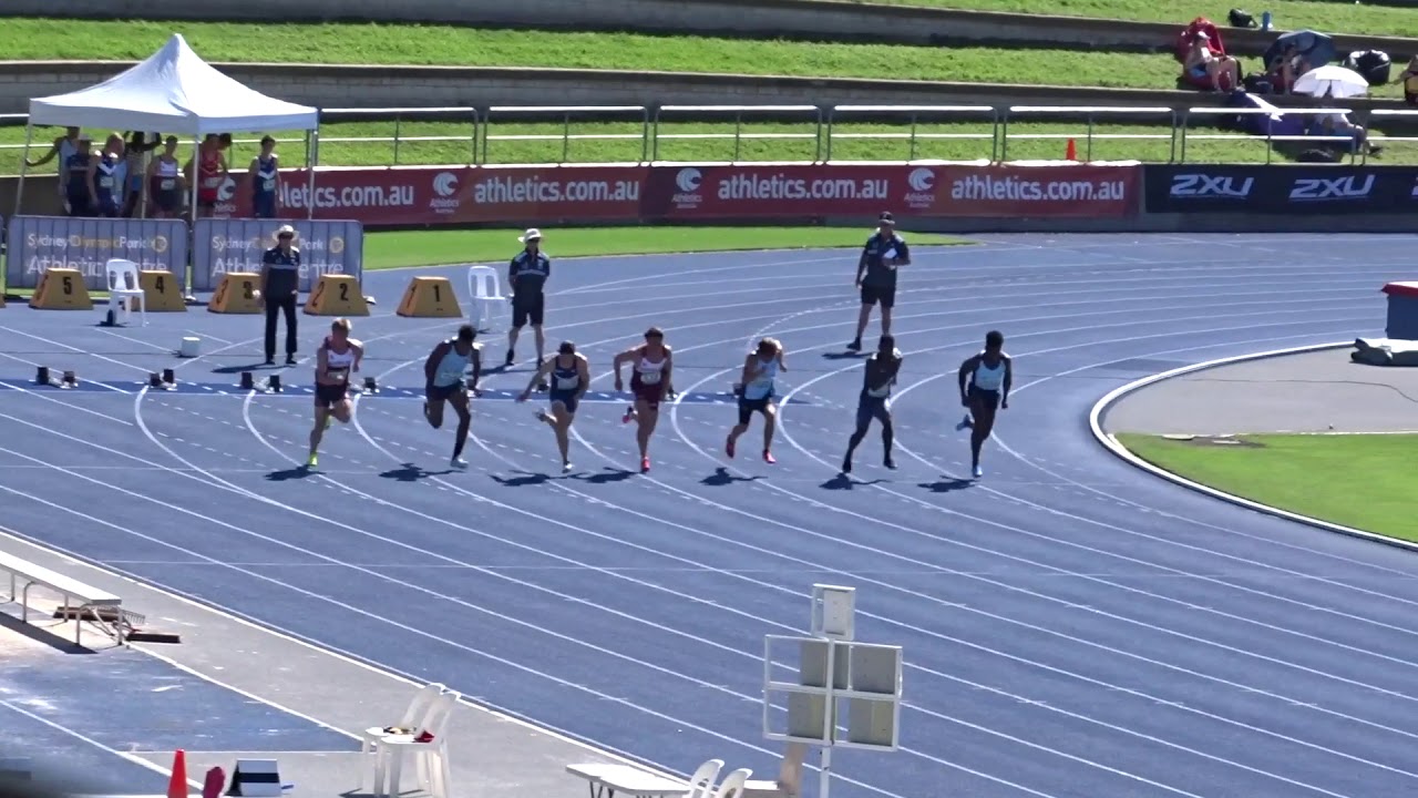 Ht2. 100m U18 Men, Australian Junior Championships, Sydney Olympic Park 18/03/2018