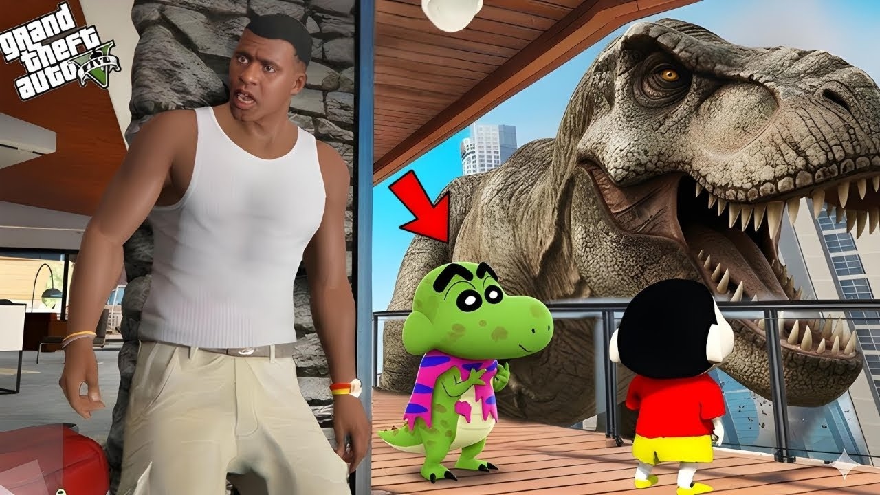 SHINCHAN Turned  into a DINOSAUR in GTA 5 ! 🦖 (Cursed)